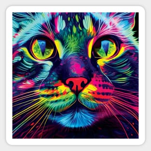 Cat in Neon Colours Sticker